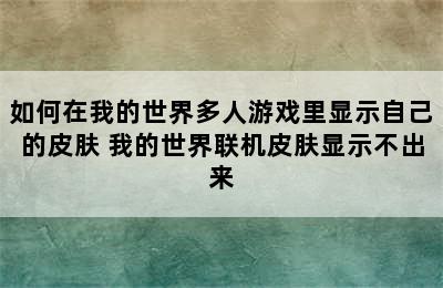 如何在我的世界多人游戏里显示自己的皮肤 我的世界联机皮肤显示不出来